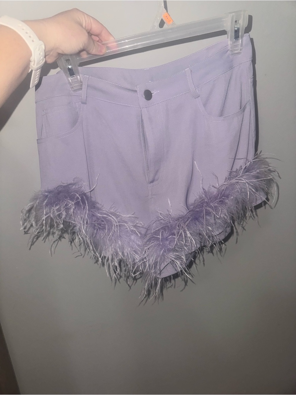 Le Lis Lavender Feather-Trim Women's Shorts